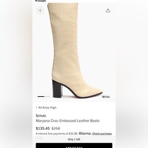 SCHUTZ Cream year round wear Maryann Croc-Embossed Heeled Boots. 10